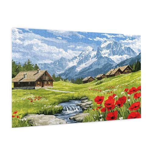 Puzzle Blume Puzzle 1500 Teile Schneeberg Puzzles Erwachsene mit Geschenkbox, DIY Groß Holzpuzzle für Erwachsene, Geschicklichkeitsspiel für Die Ganze Familie Geschenke für Frauen 87 x 57 cm -659y von Zyupwjyy