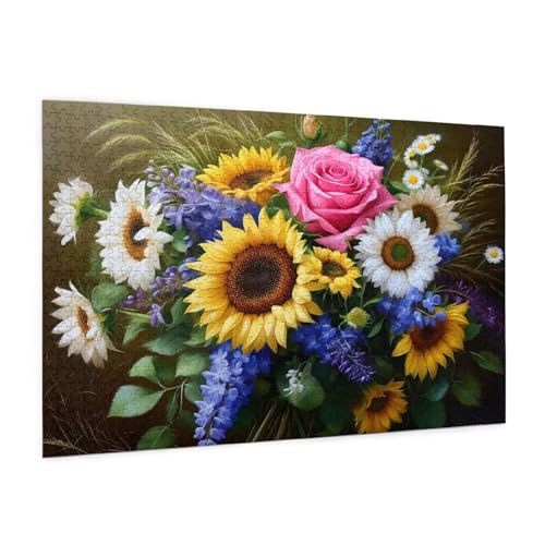 Puzzle Blume Puzzle 500 Teile Anlage Puzzles Erwachsene mit Geschenkbox, DIY Groß Holzpuzzle für Erwachsene, Geschicklichkeitsspiel für Die Ganze Familie Geschenke für Frauen,Wanddeko 52 x 38 cm -675y von Zyupwjyy