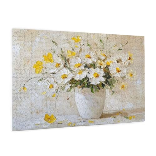 Puzzle Blume Puzzle 500 Teile Gänseblümchen Puzzles Erwachsene mit Geschenkbox, DIY Groß Holzpuzzle für Erwachsene, Geschicklichkeitsspiel für Die Ganze Familie Geschenke für Frauen 52 x 38 cm -489y von Zyupwjyy