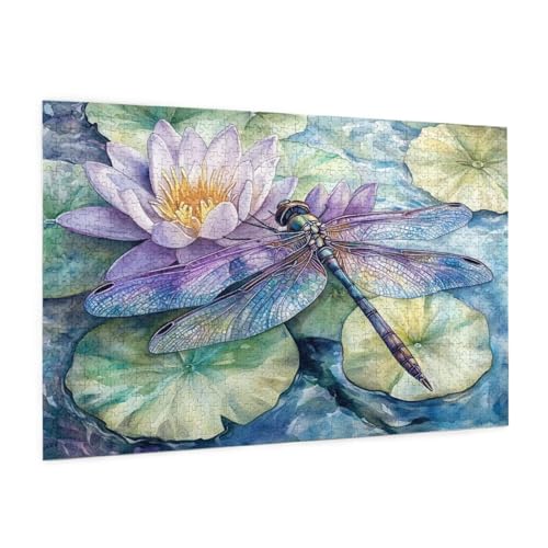 Puzzle Blume Puzzle 500 Teile Libelle Puzzles Erwachsene mit Geschenkbox, DIY Groß Holzpuzzle für Erwachsene, Geschicklichkeitsspiel für Die Ganze Familie Geschenke für Frauen 52 x 38 cm -641y von Zyupwjyy