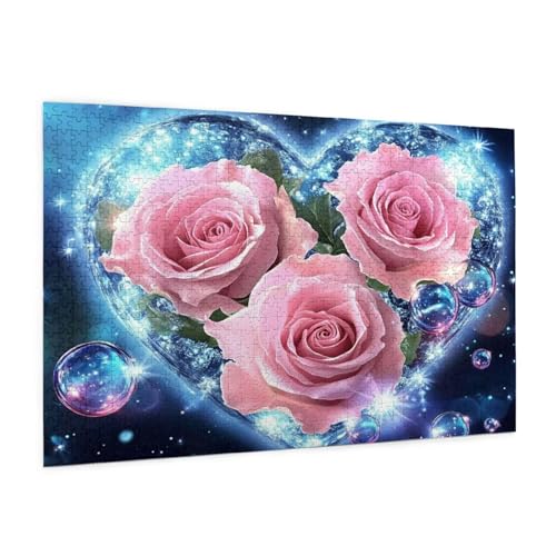 Puzzle Blume Puzzle 500 Teile Rose Puzzles Erwachsene mit Geschenkbox, DIY Groß Holzpuzzle für Erwachsene,Geschicklichkeitsspiel für Die Ganze Familie Geschenke für Frauen,Puzzlegröße 52 x 38 cm -606y von Zyupwjyy