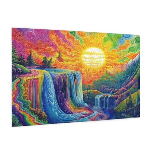 Puzzle Farbe Puzzle 1500 Teile Wasserfall Puzzles Erwachsene mit Geschenkbox, DIY Groß Holzpuzzle für Erwachsene, Geschicklichkeitsspiel für Die Ganze Familie Geschenke für Frauen 87 x 57 cm -33y von Zyupwjyy