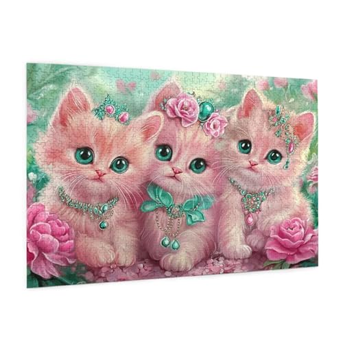 Puzzle Katze Puzzle 500 Teile Glücklich Puzzles Erwachsene mit Geschenkbox, DIY Groß Holzpuzzle für Erwachsene, Geschicklichkeitsspiel für Die Ganze Familie Geschenke für Frauen 52 x 38 cm -900y von Zyupwjyy