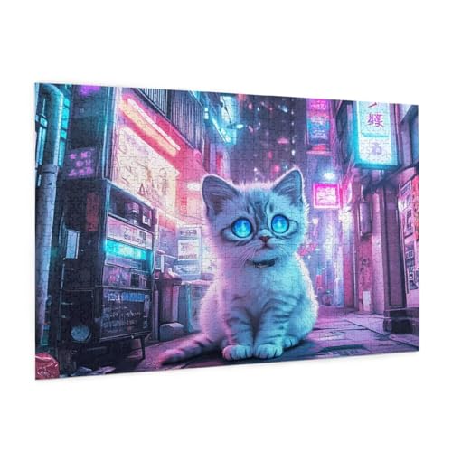 Puzzle Katze Puzzle 500 Teile Straße Puzzles Erwachsene mit Geschenkbox, DIY Groß Holzpuzzle für Erwachsene, Geschicklichkeitsspiel für Die Ganze Familie Geschenke für Frauen 52 x 38 cm -2110y von Zyupwjyy