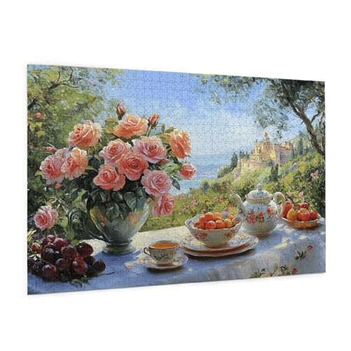 Puzzle Küche Puzzle 500 Teile Nachmittagstee Puzzles Erwachsene mit Geschenkbox, DIY Groß Holzpuzzle für Erwachsene, Geschicklichkeitsspiel für Die Ganze Familie Geschenke für Frauen 52 x 38 cm -67y von Zyupwjyy