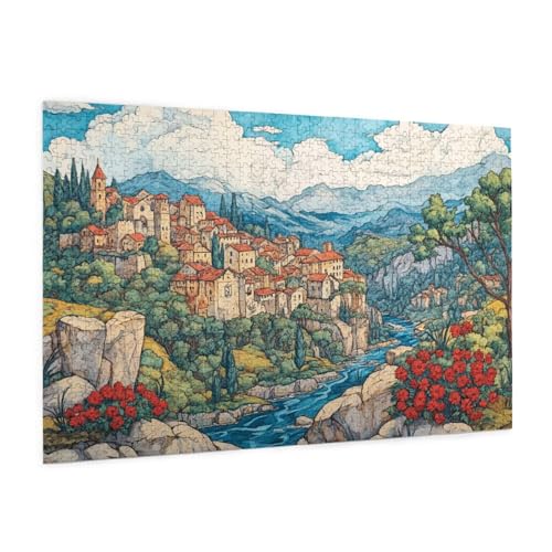 Puzzle Landschaft Puzzle 500 Teile Stadt Puzzles Erwachsene mit Geschenkbox, DIY Groß Holzpuzzle für Erwachsene, Geschicklichkeitsspiel für Die Ganze Familie Geschenke für Frauen 52 x 38 cm -316y von Zyupwjyy