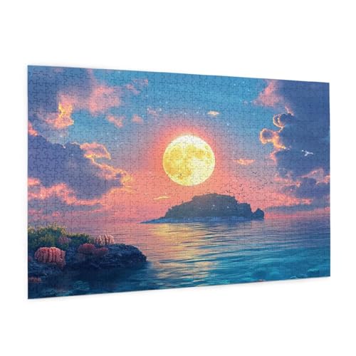 Puzzle Mond Puzzle 1500 Teile Meer Puzzles Erwachsene mit Geschenkbox,DIY Groß Holzpuzzle für Erwachsene,Geschicklichkeitsspiel für Die Ganze Familie Geschenke für Frauen,Puzzlegröße 87 x 57 cm -2328y von Zyupwjyy