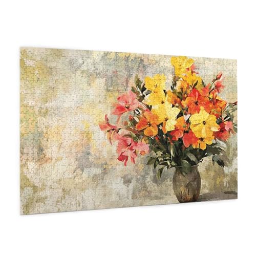 Puzzle Retro Puzzle 500 Teile Blume Puzzles Erwachsene mit Geschenkbox,DIY Groß Holzpuzzle für Erwachsene,Geschicklichkeitsspiel für Die Ganze Familie Geschenke für Frauen,Puzzlegröße 52 x 38 cm -353y von Zyupwjyy