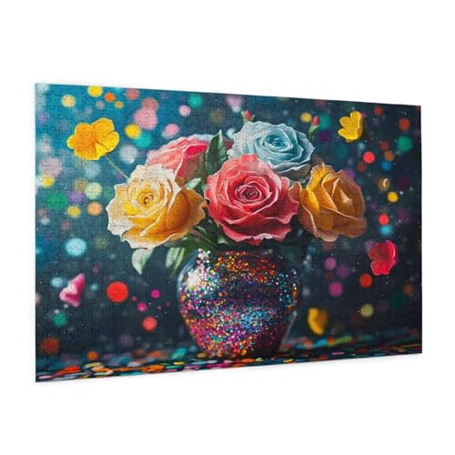 Puzzle Rose Puzzle 500 Teile Farbe Puzzles Erwachsene mit Geschenkbox, DIY Groß Holzpuzzle für Erwachsene,Geschicklichkeitsspiel für Die Ganze Familie Geschenke für Frauen,Puzzlegröße 52 x 38 cm -916y von Zyupwjyy