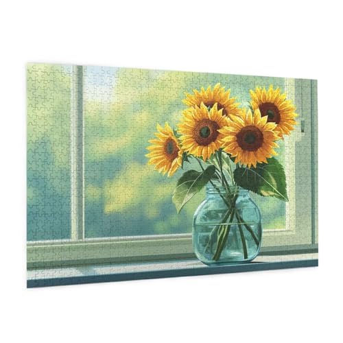 Puzzle Schwelle Puzzle 3000 Teile Sonnenblume Puzzles Erwachsene mit Geschenkbox,DIY Groß Holzpuzzle für Erwachsene,Geschicklichkeitsspiel für Die Ganze Familie Geschenke für Frauen 81 x 122 cm -1225y von Zyupwjyy
