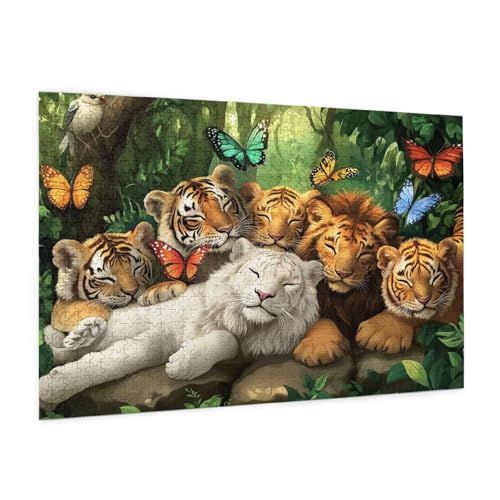 Puzzle Tier Puzzle 1500 Teile Tiger Puzzles Erwachsene mit Geschenkbox,DIY Groß Holzpuzzle für Erwachsene,Geschicklichkeitsspiel für Die Ganze Familie Geschenke für Frauen,Puzzlegröße 87 x 57 cm -173y von Zyupwjyy