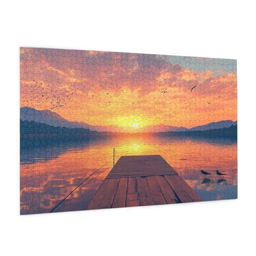 Puzzle Untergehende Sonne Puzzle 1500 Teile Kai Puzzles Erwachsene mit Geschenkbox,DIY Groß Holzpuzzle für Erwachsene,Geschicklichkeitsspiel für Die Ganze Familie Geschenke für Frauen 87 x 57 cm -845y von Zyupwjyy