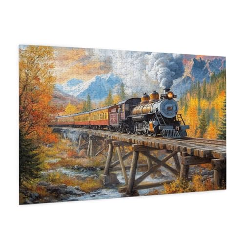 Puzzle Zug Puzzle 500 Teile Landschaft Puzzles Erwachsene mit Geschenkbox, DIY Groß Holzpuzzle für Erwachsene, Geschicklichkeitsspiel für Die Ganze Familie Geschenke für Frauen 52 x 38 cm -1885y von Zyupwjyy