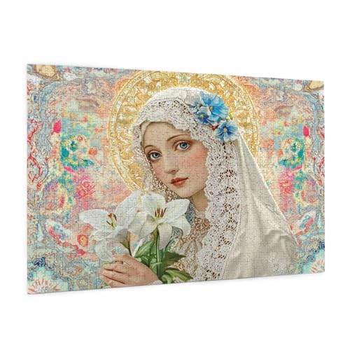 Religion Puzzles 1000 Teile Erwachsene Puzzle Frau Muster Design mit Geschenkbox-Verpackung als Geschenk für Frauen, Anspruchsvolle Familienaktivität für Anfänger, Zimmer Deko 75 x 50 cm -2359y von Zyupwjyy