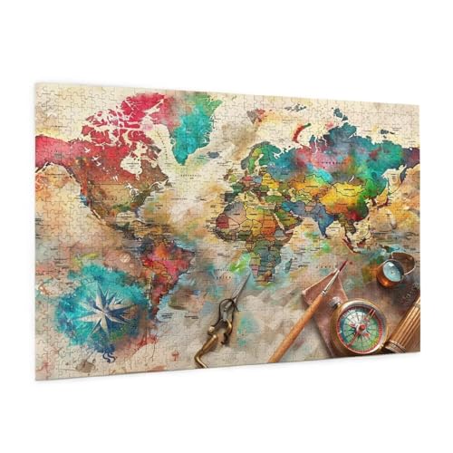 Retro Puzzle 300 Teile Erwachsene Puzzle Weltkarte Muster Design mit Geschenkbox-Verpackung als Geschenk für Frauen, Anspruchsvolle Familienaktivität für Anfänger, Zimmer Deko 40 x 28 cm -1517y Retro Puzzle 300 Teile Erwachsene Puzzle Weltkarte Muster Design mit Geschenkbox-Verpackung als Geschenk für Frauen, Anspruchsvolle Familienaktivität für Anfänger, Zimmer Deko 40 x 28 cm -1517y von Zyupwjyy