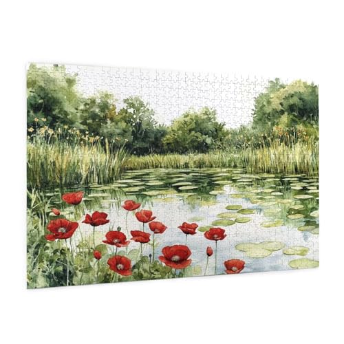 Retro Puzzle 5000 Teile Erwachsene Puzzle Teich Muster Design mit Geschenkbox-Verpackung als Geschenk für Frauen, Anspruchsvolle Familienaktivität für Anfänger, Zimmer Deko 105 x 156 cm -1476y von Zyupwjyy