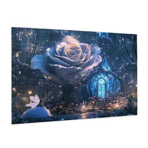 Rose Puzzle 1000 Teile Erwachsene Puzzle Wald Muster Design mit Geschenkbox-Verpackung als Geschenk für Frauen, Anspruchsvolle Familienaktivität für Erwachsene Anfänger, Zimmer Deko 75 x 50 cm -2144y von Zyupwjyy