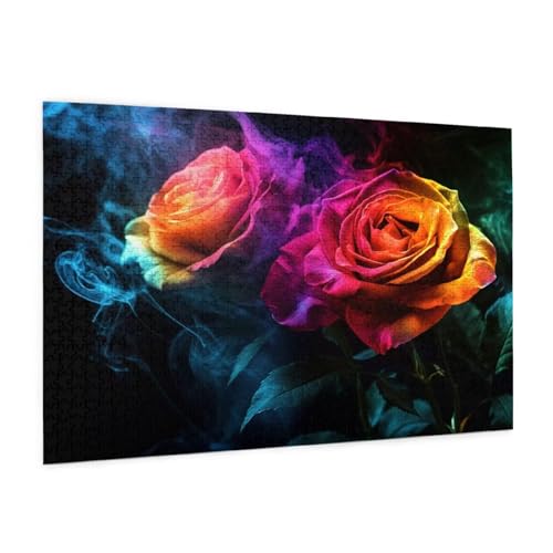Rose Puzzle 300 Teile Erwachsene Puzzle Farbe Muster Design mit Geschenkbox-Verpackung als Geschenk für Frauen, Anspruchsvolle Familienaktivität für Erwachsene Anfänger, Zimmer Deko 40 x 28 cm -915y von Zyupwjyy