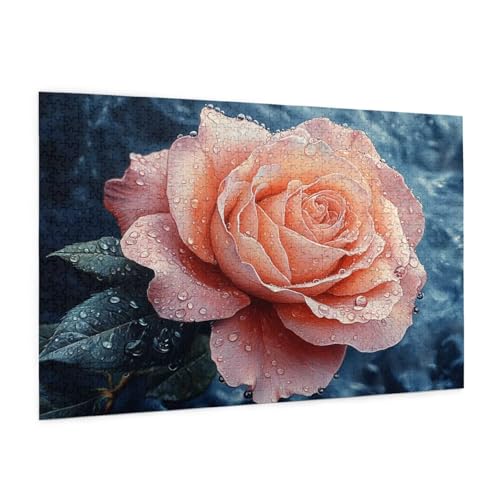 Rose Puzzle 300 Teile Erwachsene Puzzle Rosa Muster Design mit Geschenkbox-Verpackung als Geschenk für Frauen, Anspruchsvolle Familienaktivität für Erwachsene Anfänger, Zimmer Deko 40 x 28 cm -2141y von Zyupwjyy