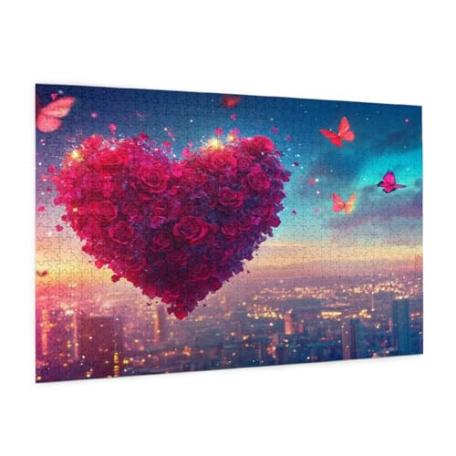 Rose Puzzle 300 Teile Erwachsene Puzzle Stadt Muster Design mit Geschenkbox-Verpackung als Geschenk für Frauen, Anspruchsvolle Familienaktivität für Erwachsene Anfänger, Zimmer Deko 40 x 28 cm -2140y von Zyupwjyy