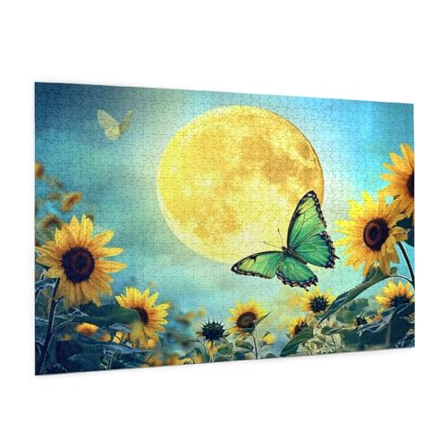 Schmetterling Puzzle 1000 Teile Erwachsene Puzzle Mond Muster Design mit Geschenkbox-Verpackung als Geschenk für Frauen, Anspruchsvolle Familienaktivität für Anfänger, Zimmer Deko 75 x 50 cm -1718y von Zyupwjyy