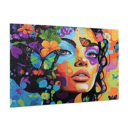 Schmetterling Puzzle 300 Teile Erwachsene Puzzle Frau Muster Design mit Geschenkbox-Verpackung als Geschenk für Frauen, Anspruchsvolle Familienaktivität für Anfänger, Zimmer Deko 40 x 28 cm -1709y von Zyupwjyy