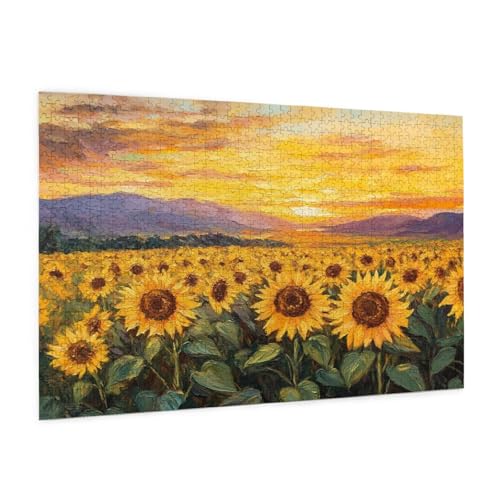 Sonnenblume Puzzle 300 Teile Erwachsene Puzzle Landschaft Muster Design mit Geschenkbox-Verpackung als Geschenk für Frauen, Anspruchsvolle Familienaktivität für Anfänger,Zimmer Deko 40 x 28 cm -1020y von Zyupwjyy
