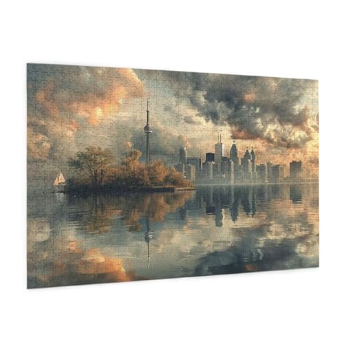 Stadt Puzzle 1000 Teile Erwachsene Puzzle Landschaft Muster Design mit Geschenkbox-Verpackung als Geschenk für Frauen, Anspruchsvolle Familienaktivität für Anfänger, Zimmer Deko 75 x 50 cm -1189y von Zyupwjyy