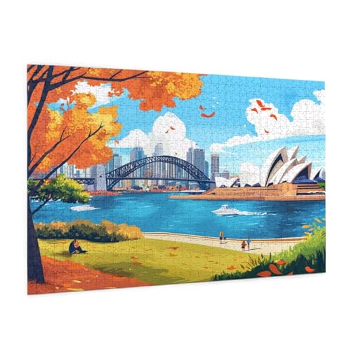 Sydney Puzzle 5000 Teile Erwachsene Puzzle Landschaft Muster Design mit Geschenkbox-Verpackung als Geschenk für Frauen, Anspruchsvolle Familienaktivität für Anfänger, Zimmer Deko 105 x 156 cm -2299y von Zyupwjyy