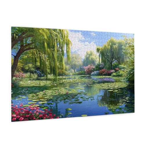 Teich Puzzle 1000 Teile Erwachsene Puzzle Baum Muster Design mit Geschenkbox-Verpackung als Geschenk für Frauen, Anspruchsvolle Familienaktivität für Erwachsene Anfänger,Zimmer Deko 75 x 50 cm -1197y von Zyupwjyy