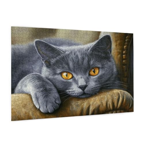 Tier Puzzle 1000 Teile Erwachsene Puzzle Katze Muster Design mit Geschenkbox-Verpackung als Geschenk für Frauen, Anspruchsvolle Familienaktivität für Erwachsene Anfänger, Zimmer Deko 75 x 50 cm -183y von Zyupwjyy