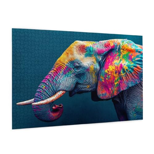 Tier Puzzle 300 Teile Erwachsene Puzzle Elefant Muster Design mit Geschenkbox-Verpackung als Geschenk für Frauen, Anspruchsvolle Familienaktivität für Anfänger, Zimmer Deko 40 x 28 cm -1315y von Zyupwjyy