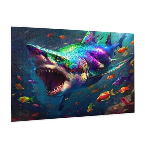 Tier Puzzle 300 Teile Erwachsene Puzzle Hai Muster Design mit Geschenkbox-Verpackung als Geschenk für Frauen, Anspruchsvolle Familienaktivität für Erwachsene Anfänger, Zimmer Deko 40 x 28 cm -1378y von Zyupwjyy