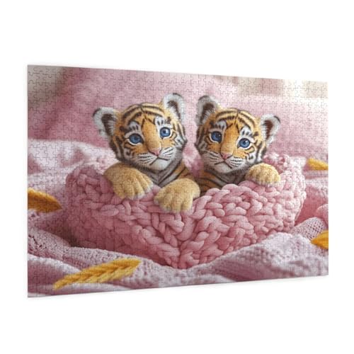 Tiger Puzzle 1000 Teile Erwachsene Puzzle Niedlich Muster Design mit Geschenkbox-Verpackung als Geschenk für Frauen, Anspruchsvolle Familienaktivität für Anfänger, Zimmer Deko 75 x 50 cm -2021y von Zyupwjyy