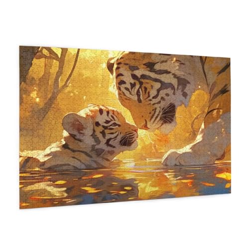 Tiger Puzzle 2000 Teile Erwachsene Puzzle Tier Muster Design mit Geschenkbox-Verpackung als Geschenk für Frauen, Anspruchsvolle Familienaktivität für Erwachsene Anfänger,Zimmer Deko 99 x 70 cm -2017y von Zyupwjyy