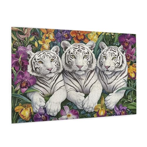 Tiger Puzzle 300 Teile Erwachsene Puzzle Blume Muster Design mit Geschenkbox-Verpackung als Geschenk für Frauen, Anspruchsvolle Familienaktivität für Erwachsene Anfänger,Zimmer Deko 40 x 28 cm -2020y von Zyupwjyy
