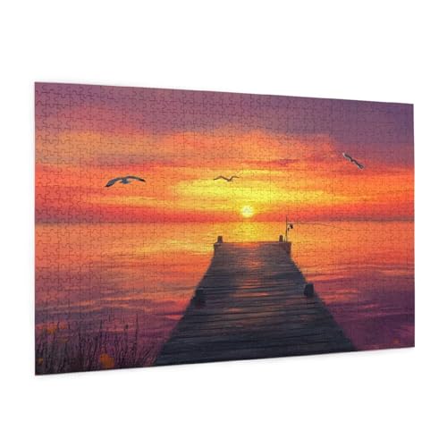 Untergehende Sonne Puzzle 2000 Teile Erwachsene Puzzle Kai Muster Design mit Geschenkbox-Verpackung als Geschenk für Frauen, Anspruchsvolle Familienaktivität für Anfänger, Zimmer Deko 99x70 cm -2054y von Zyupwjyy