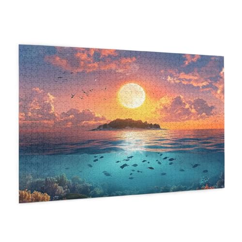 Untergehende Sonne Puzzle 2000 Teile Erwachsene Puzzle Meer Muster Design mit Geschenkbox-Verpackung als Geschenk für Frauen, Anspruchsvolle Familienaktivität für Anfänger,Zimmer Deko 99x70 cm -2051y von Zyupwjyy