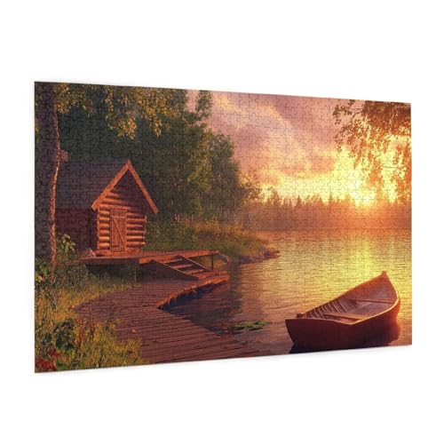 Untergehende Sonne Puzzle 5000 Teile Erwachsene Puzzle Haus Muster mit Geschenkbox-Verpackung als Geschenk für Frauen, Anspruchsvolle Familienaktivität für Anfänger, Zimmer Deko 105x156 cm -2049y von Zyupwjyy