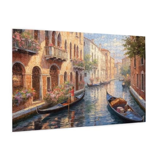 Venedig Puzzle 1000 Teile Erwachsene Puzzle Stadt Muster Design mit Geschenkbox-Verpackung als Geschenk für Frauen, Anspruchsvolle Familienaktivität für Anfänger, Zimmer Deko 75 x 50 cm -1007y von Zyupwjyy