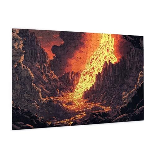 Vulkan Puzzle 300 Teile Erwachsene Puzzle Landschaft Muster Design mit Geschenkbox-Verpackung als Geschenk für Frauen, Anspruchsvolle Familienaktivität für Anfänger, Zimmer Deko 40 x 28 cm -1894y von Zyupwjyy