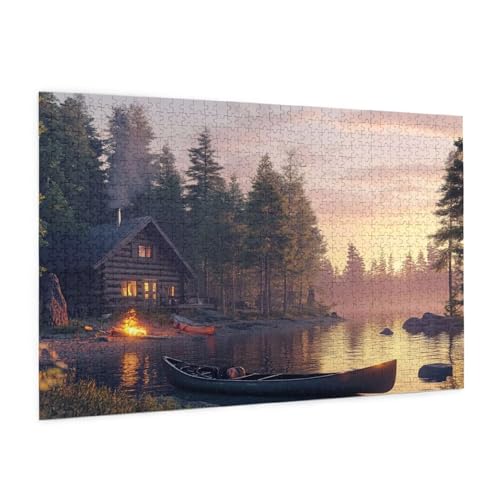 Wald Puzzle 300 Teile Erwachsene Puzzle Haus Muster Design mit Geschenkbox-Verpackung als Geschenk für Frauen, Anspruchsvolle Familienaktivität für Erwachsene Anfänger, Zimmer Deko 40 x 28 cm -74y von Zyupwjyy