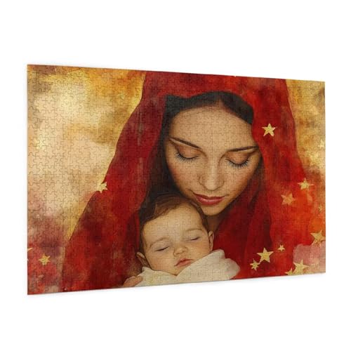 Warm Puzzle 300 Teile Erwachsene Puzzle Mutter Und Sohn Muster Design mit Geschenkbox-Verpackung als Geschenk für Frauen, Anspruchsvolle Familienaktivität für Anfänger, Zimmer Deko 40 x 28 cm -1008y von Zyupwjyy
