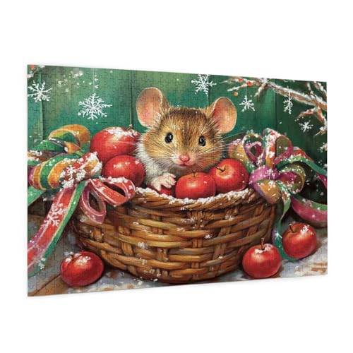 Weihnachten Puzzle 1000 Teile Erwachsene Puzzle Tier Muster Design mit Geschenkbox-Verpackung als Geschenk für Frauen, Anspruchsvolle Familienaktivität für Anfänger, Zimmer Deko 75 x 50 cm -994y von Zyupwjyy