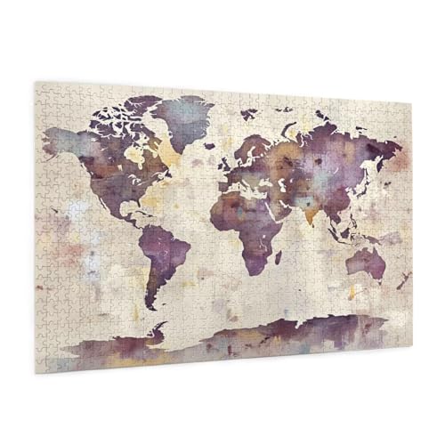 Weltkarte Puzzle 2000 Teile Erwachsene Puzzle Retro Muster Design mit Geschenkbox-Verpackung als Geschenk für Frauen, Anspruchsvolle Familienaktivität für Anfänger, Zimmer Deko 99 x 70 cm -2285y von Zyupwjyy