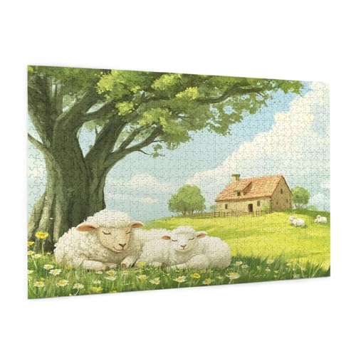 Wiese Puzzle 300 Teile Erwachsene Puzzle Tier Muster Design mit Geschenkbox-Verpackung als Geschenk für Frauen, Anspruchsvolle Familienaktivität für Erwachsene Anfänger, Zimmer Deko 40 x 28 cm -38y von Zyupwjyy