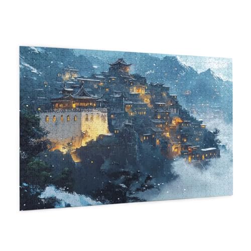 Winter Puzzle 2000 Teile Erwachsene Puzzle Dachboden Muster Design mit Geschenkbox-Verpackung als Geschenk für Frauen, Anspruchsvolle Familienaktivität für Anfänger, Zimmer Deko 99 x 70 cm -1250y von Zyupwjyy