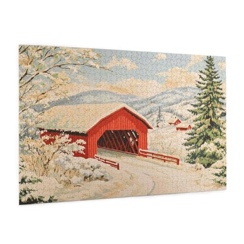 Winter Puzzle 2000 Teile Erwachsene Puzzle Haus Muster Design mit Geschenkbox-Verpackung als Geschenk für Frauen, Anspruchsvolle Familienaktivität für Anfänger, Zimmer Deko 99 x 70 cm -1247y von Zyupwjyy