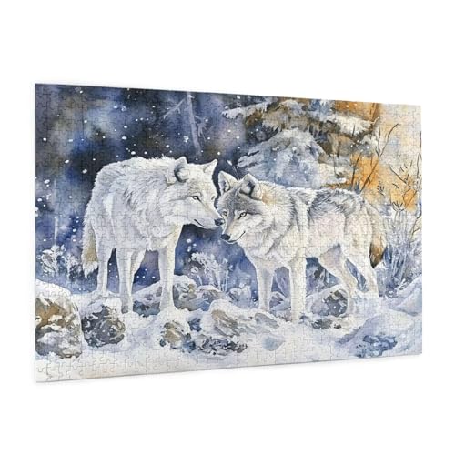 Wolf Puzzle 1000 Teile Erwachsene Puzzle Tier Muster Design mit Geschenkbox-Verpackung als Geschenk für Frauen, Anspruchsvolle Familienaktivität für Erwachsene Anfänger, Zimmer Deko 75 x 50 cm -2002y von Zyupwjyy
