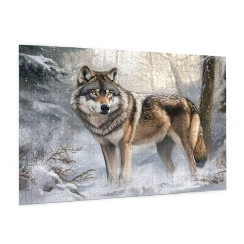 Wolf Puzzle 1000 Teile Erwachsene Puzzle Tier Muster Design mit Geschenkbox-Verpackung als Geschenk für Frauen, Anspruchsvolle Familienaktivität für Erwachsene Anfänger, Zimmer Deko 75 x 50 cm -2003y von Zyupwjyy